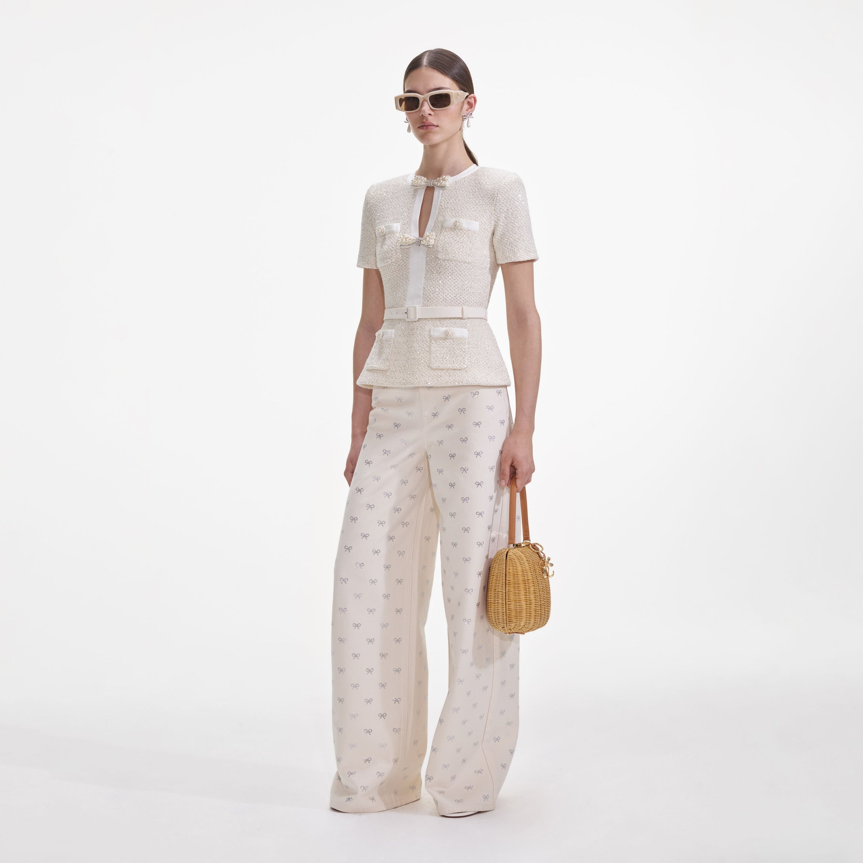 Cream Sequin Knit Top - 2