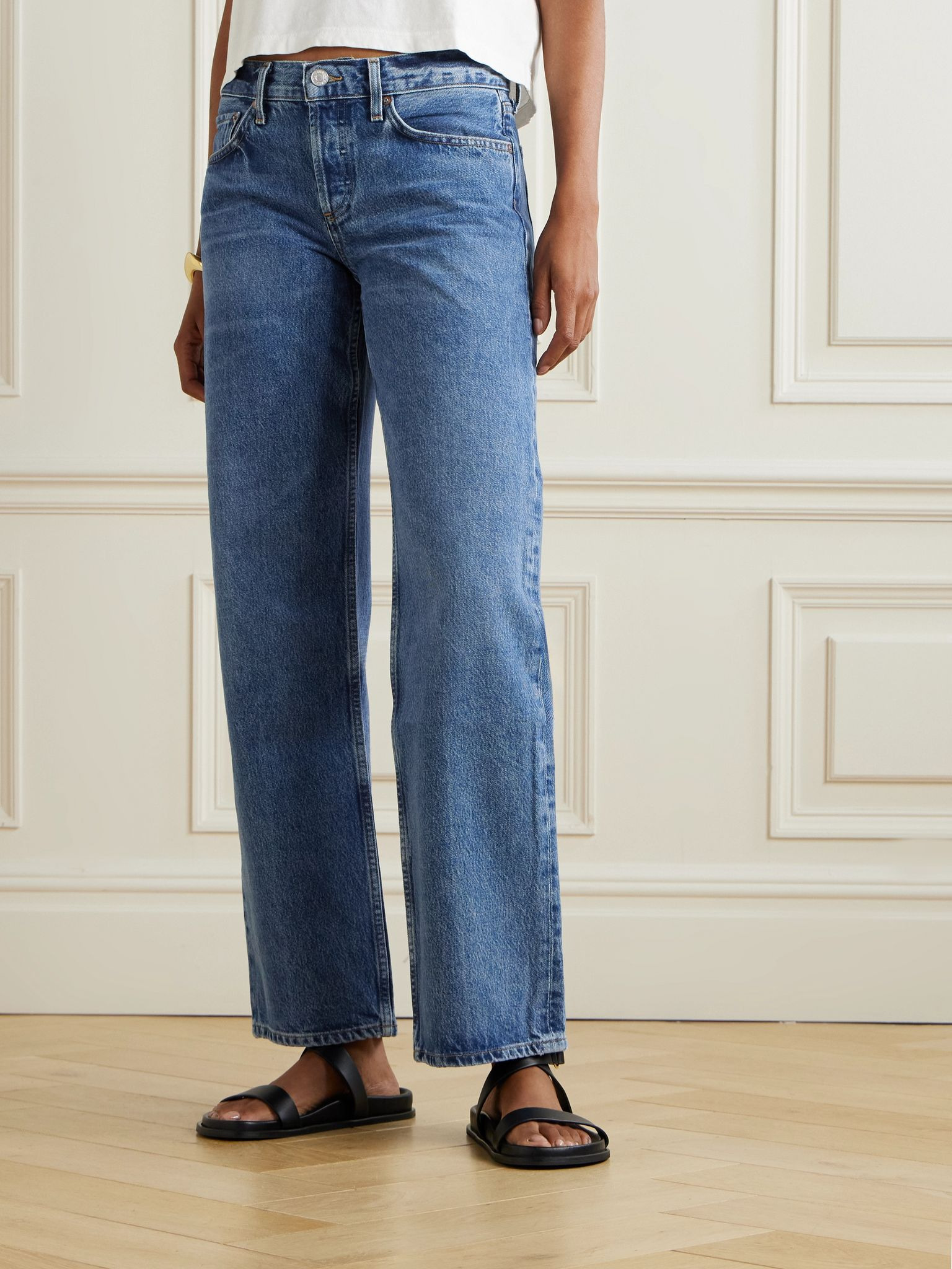 Low-Rise Loose distressed straight-leg jeans Mid denim - 3