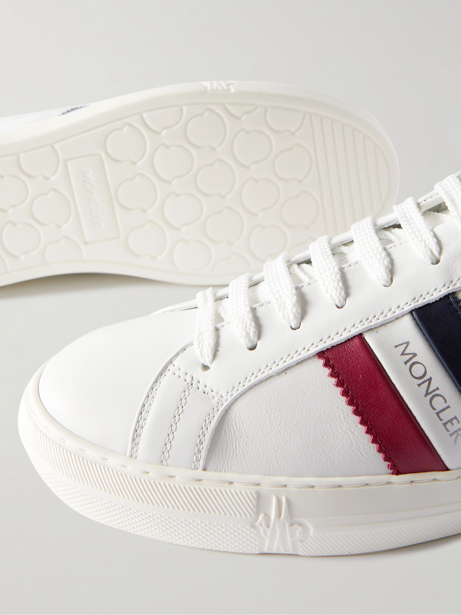 New Monaco Striped Leather Sneakers White - 6