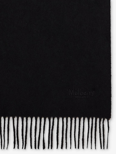 Mulberry Branded fringed wool scarf outlook