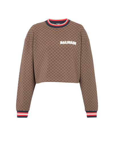 Balmain Cropped mini monogram sweatshirt outlook
