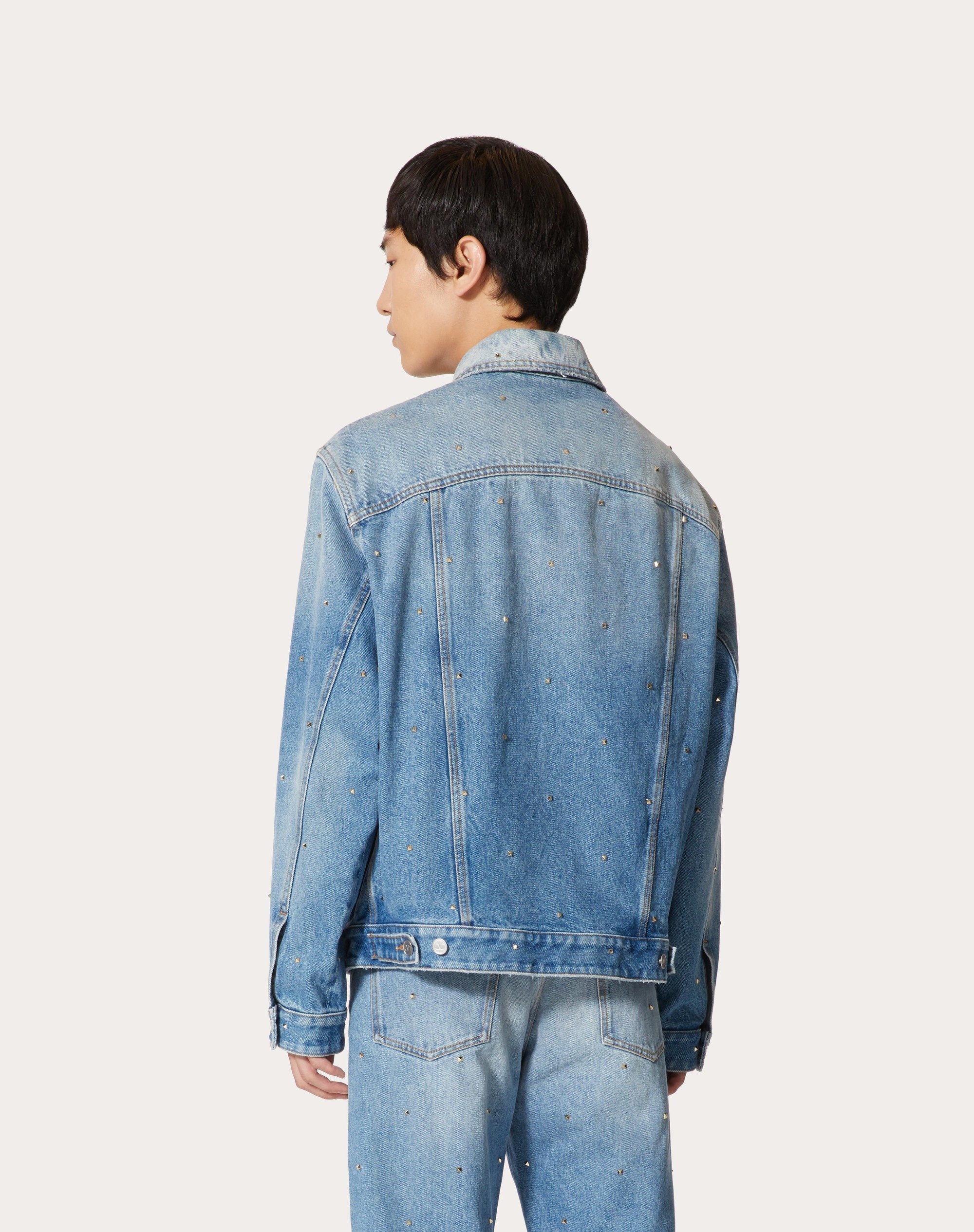 DENIM JACKET WITH ALL-OVER ROCKSTUD SPIKE STUDS - 4