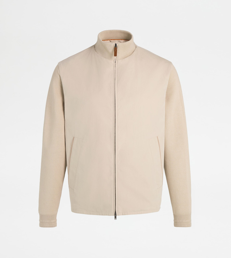 BOMBER JACKET IN TECHNICAL COTTON - BEIGE 1