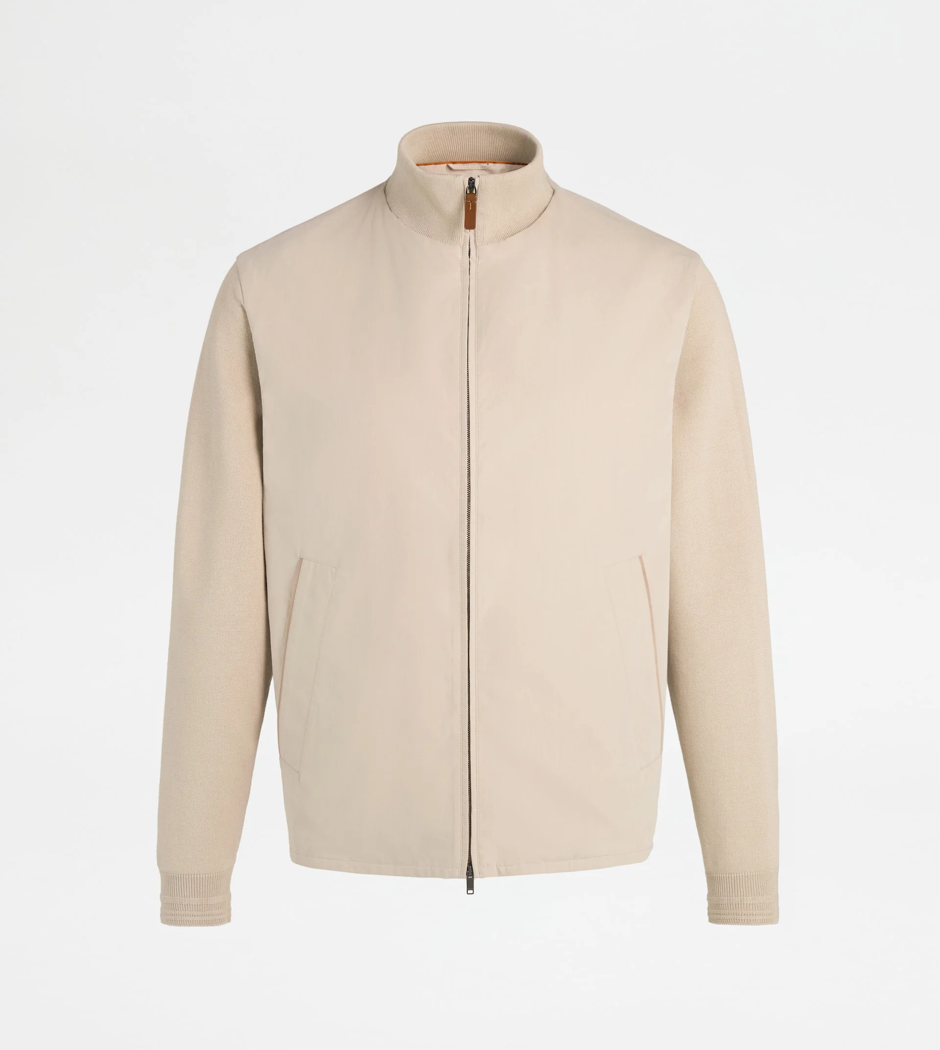 BOMBER JACKET IN TECHNICAL COTTON - BEIGE - 1