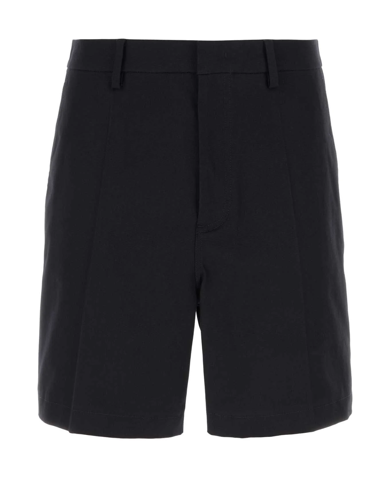 Midnight Blue Stretch Cotton Bermuda Shorts - 1