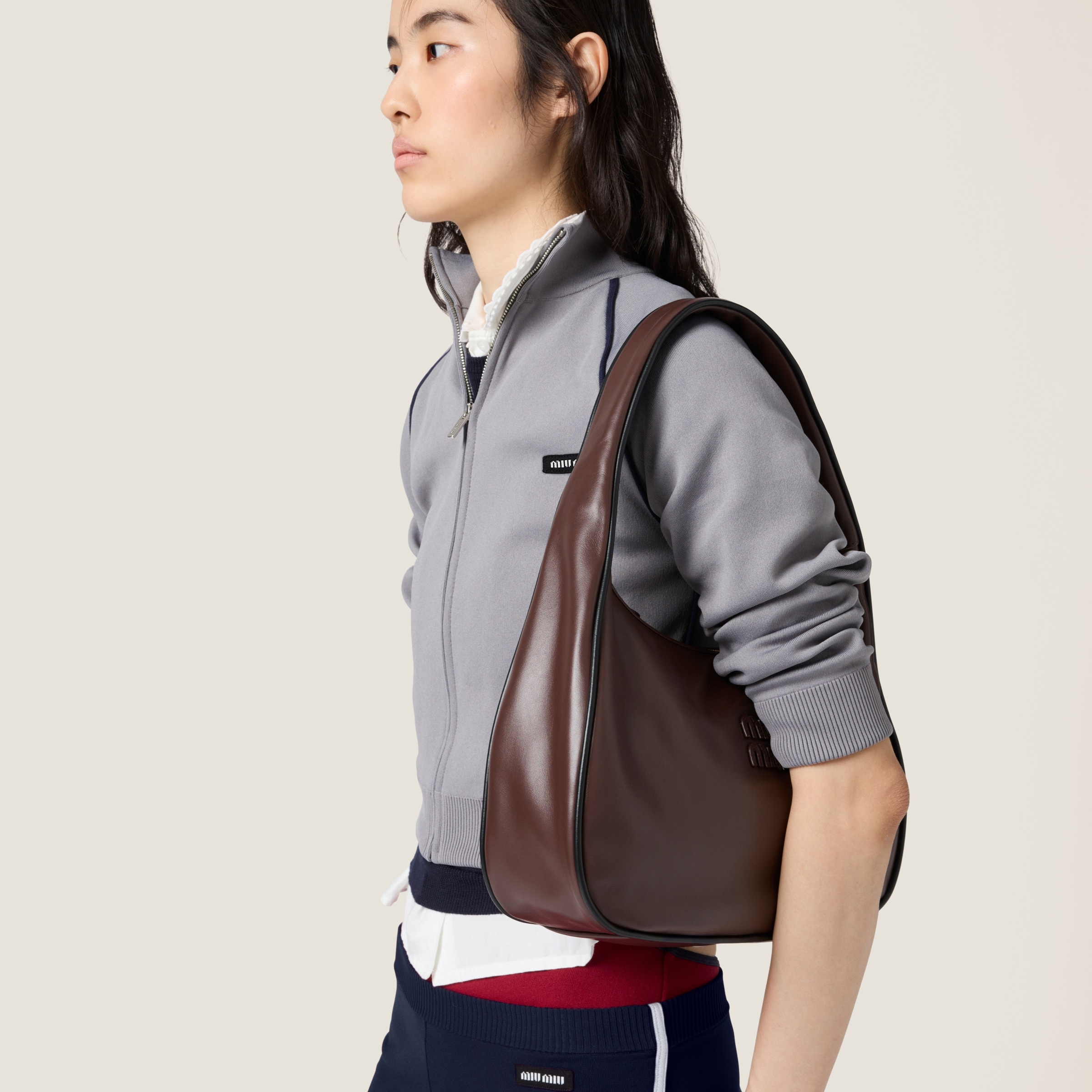 Miu Miu Technical yarn zipper cardigan | miumiu | REVERSIBLE