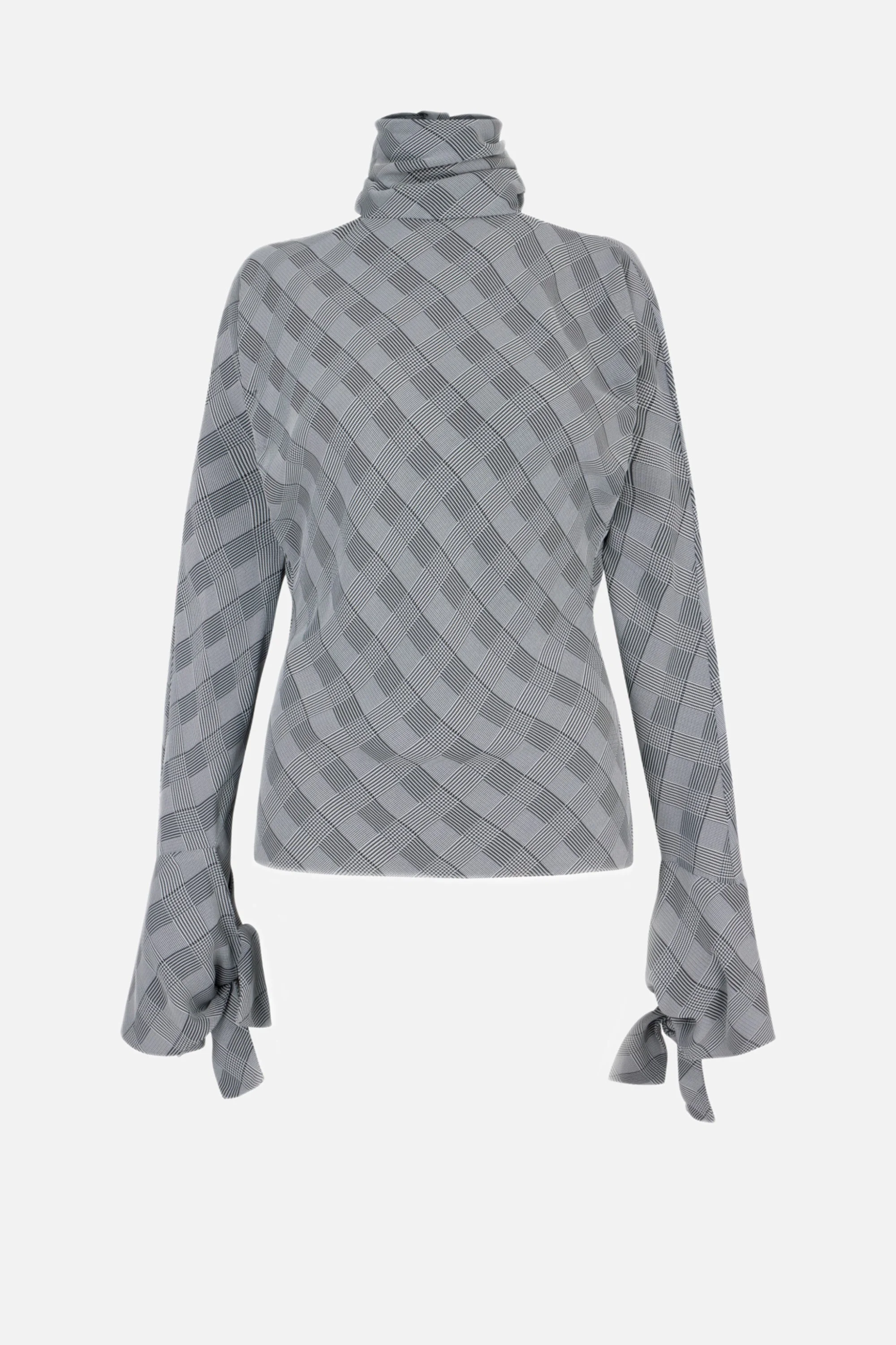 Emilienne Top in Black & White Prince of Wale Check - 1