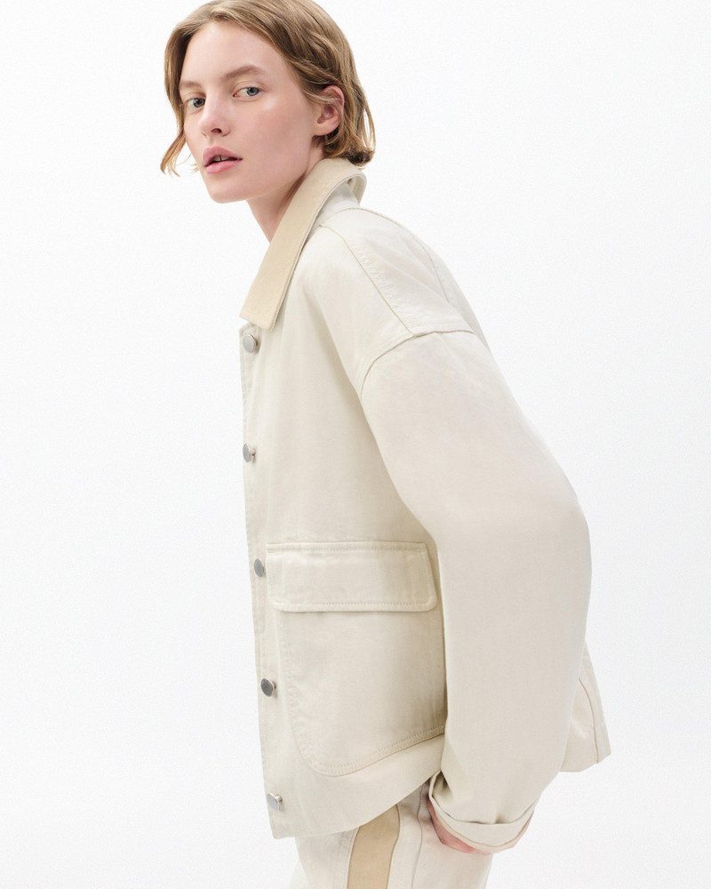 Natalia Denim Jacket Lightweight Rigid in Two-Tone Stone 4