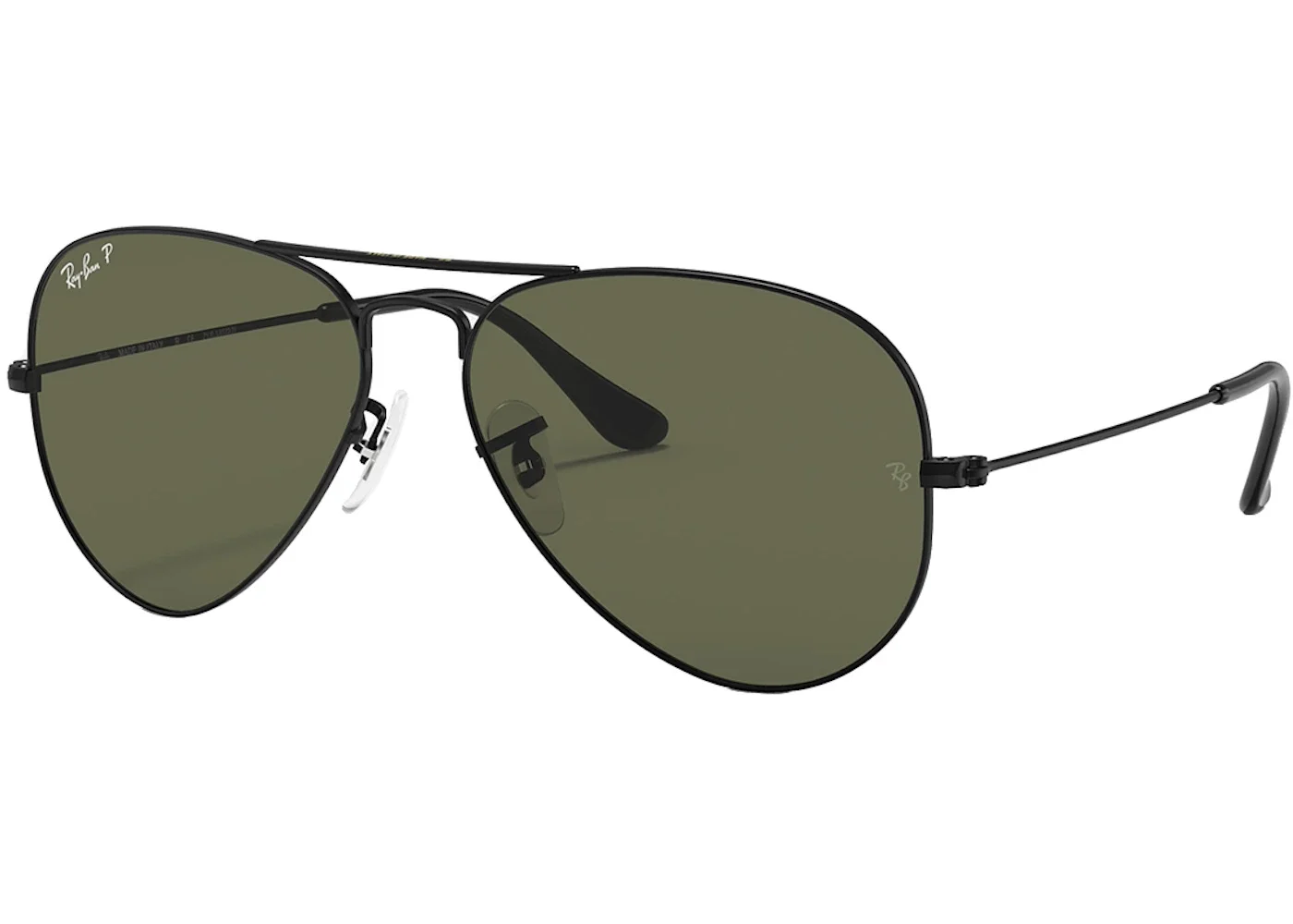 Ray-Ban Aviator Classic Polarized Sunglasses Polished Black Frame/Green Lens (RB3025 002/58 58-14) - 1