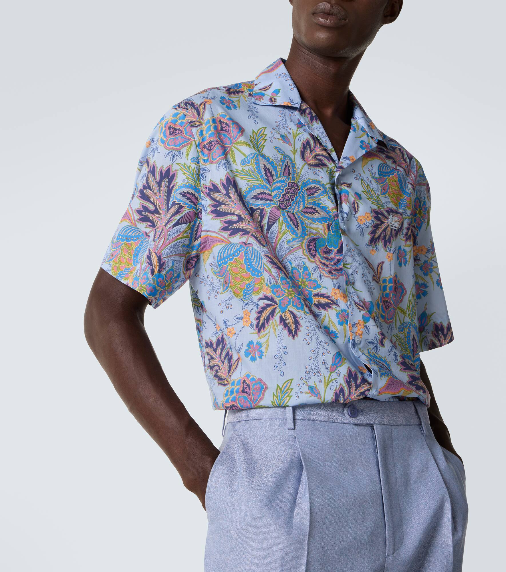 Printed cotton poplin bowling shirt - 5