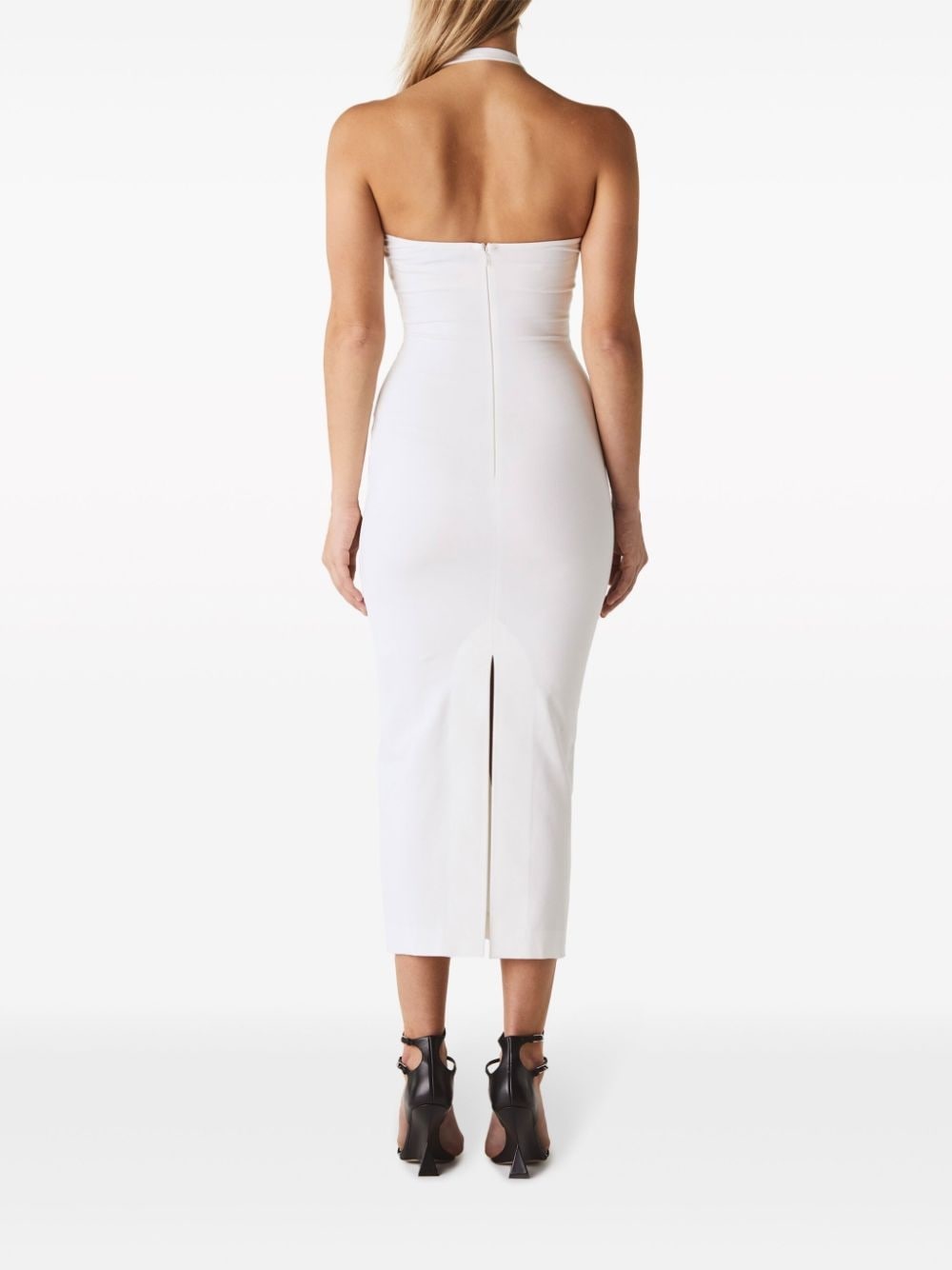 decorative-buckle halterneck dress - 3