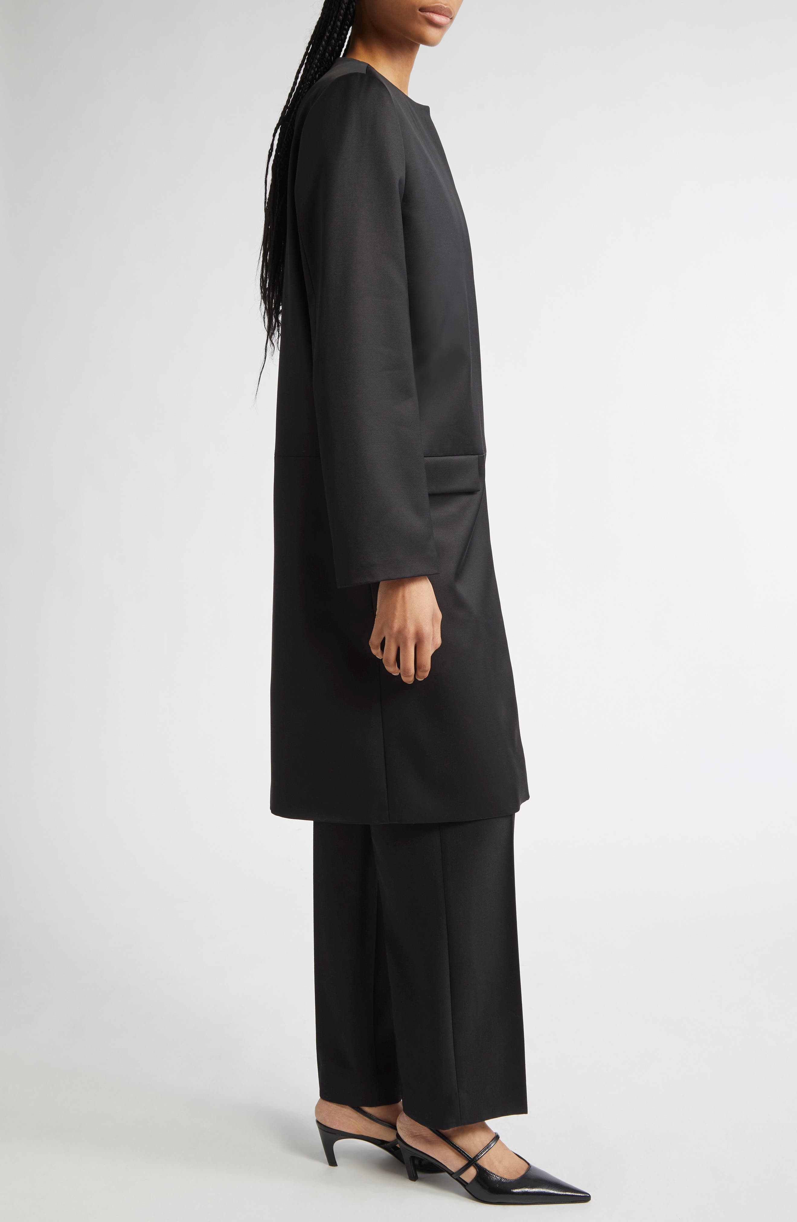 TOTEME Collarless Chintz Coat in Black at Nordstrom - 5