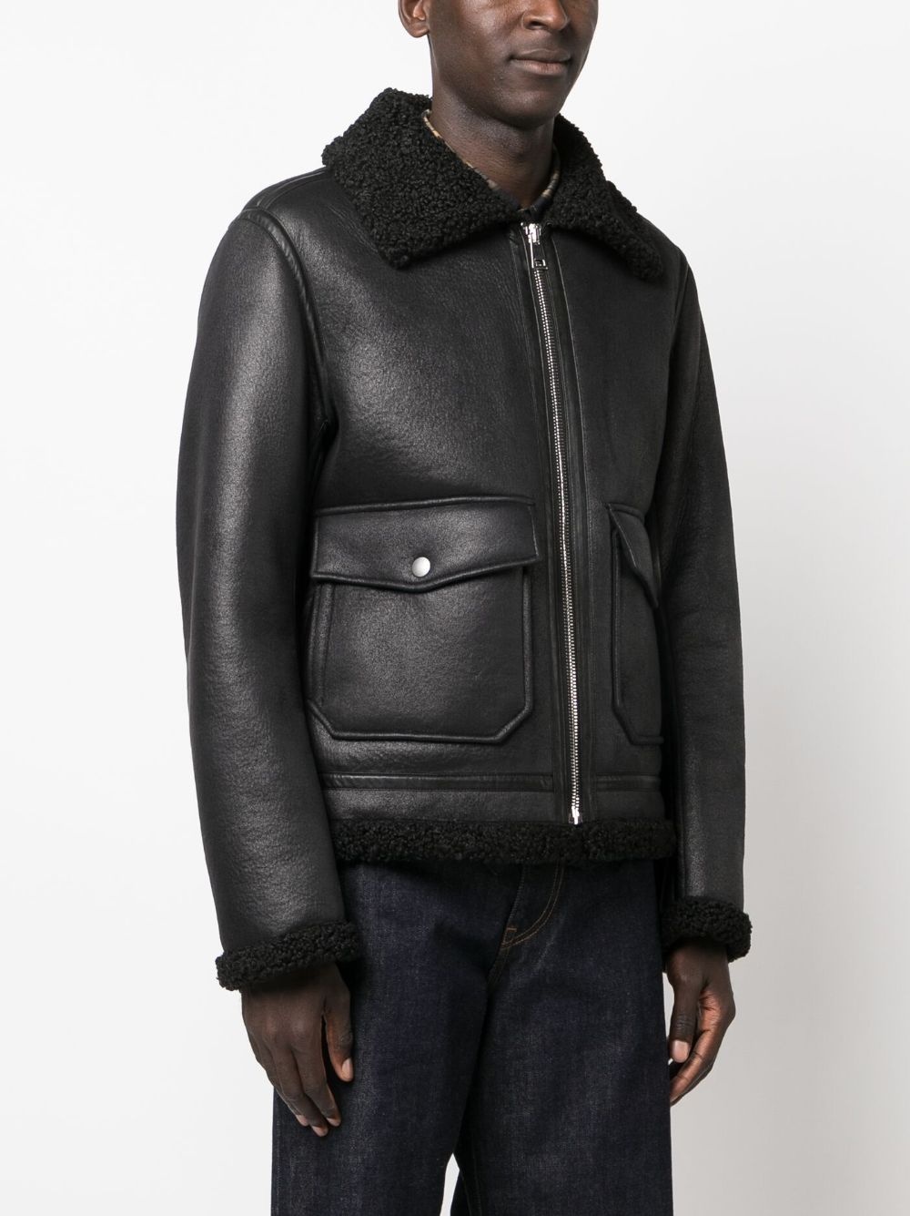 faux-shearling trim bomber jacket - 3