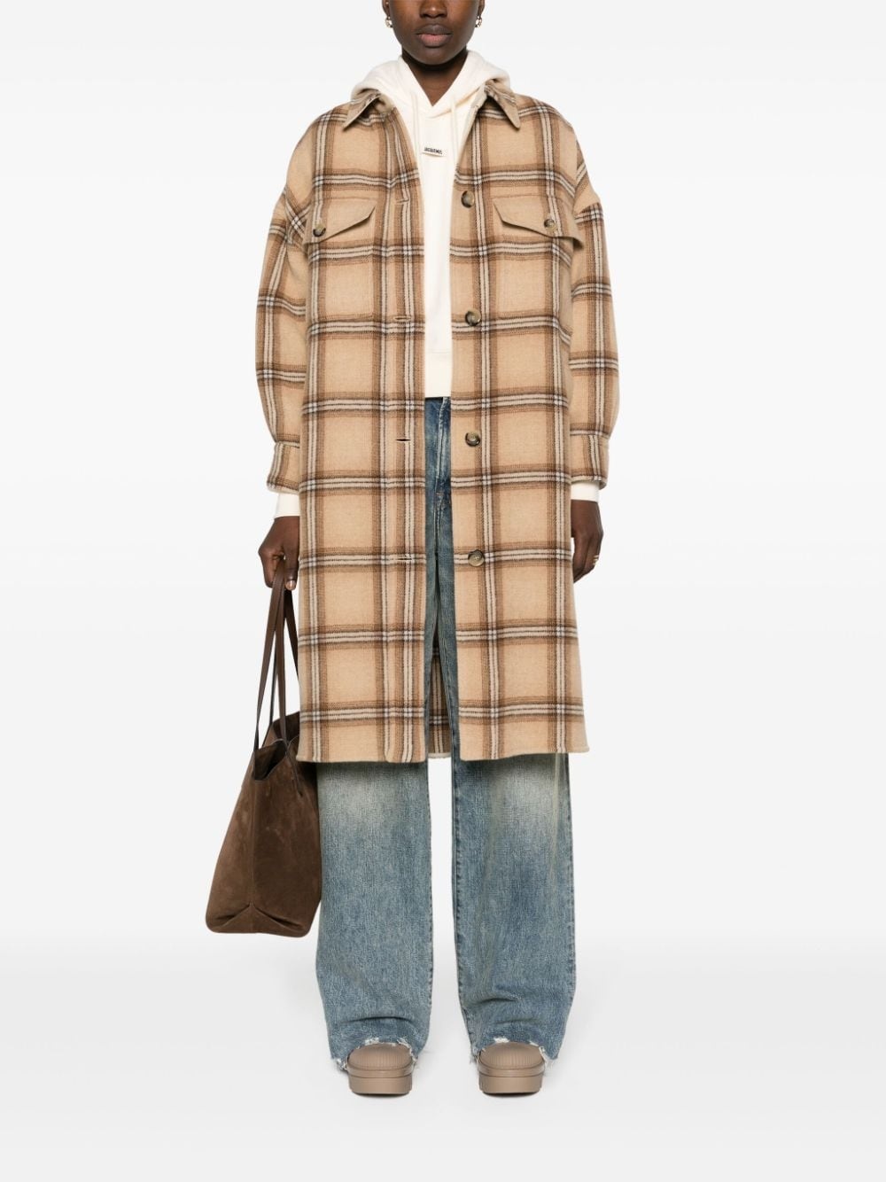 Fontizia check-pattern midi coat - 2