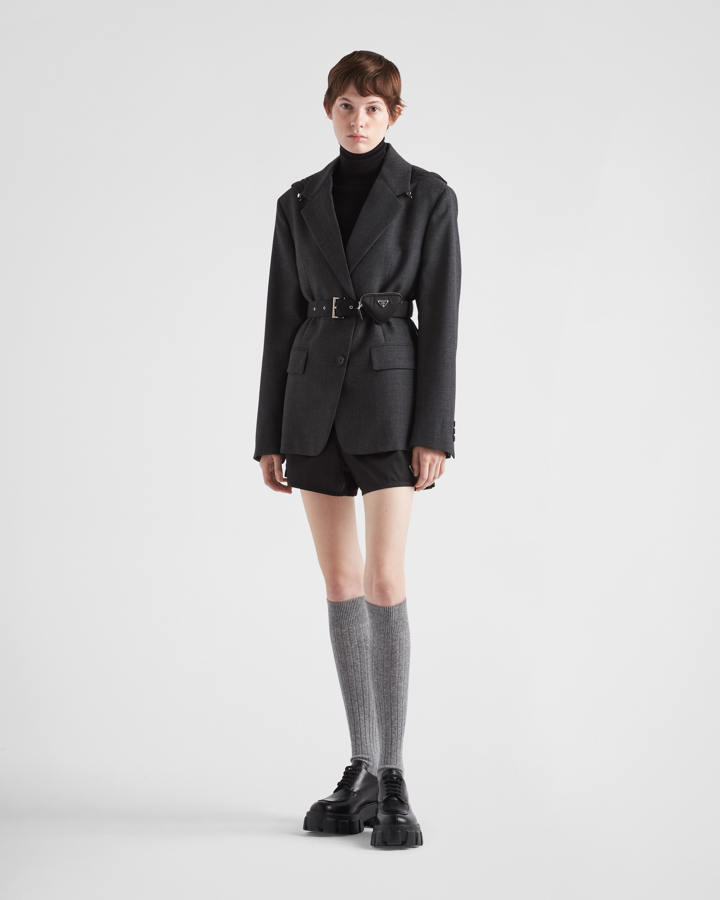 PRADA★Single-breasted wool and Re-Nylon coatコート★送料込 送料無料》 PRADA Single-breasted wool and Re-Nylon jacket