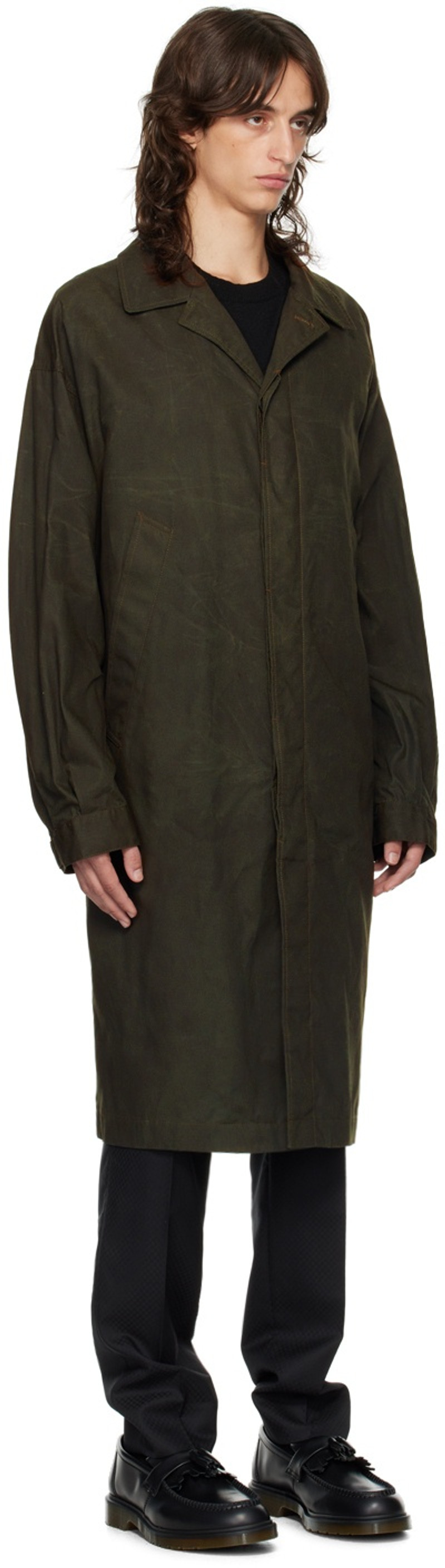 Comme des Garçons Homme Khaki Spread Collar Jacket outlook