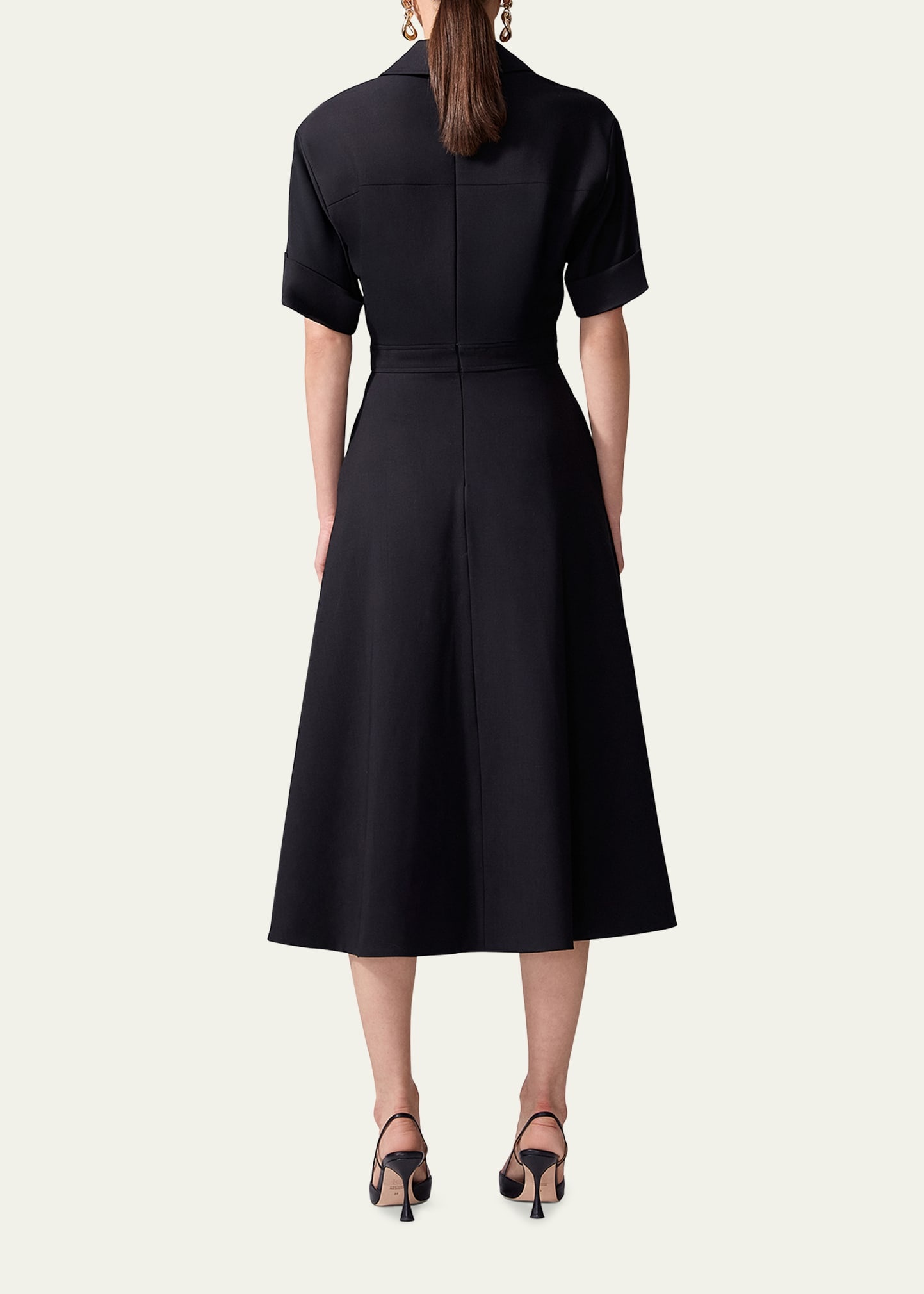 Collared Short-Sleeve Midi Shirtdress - 3