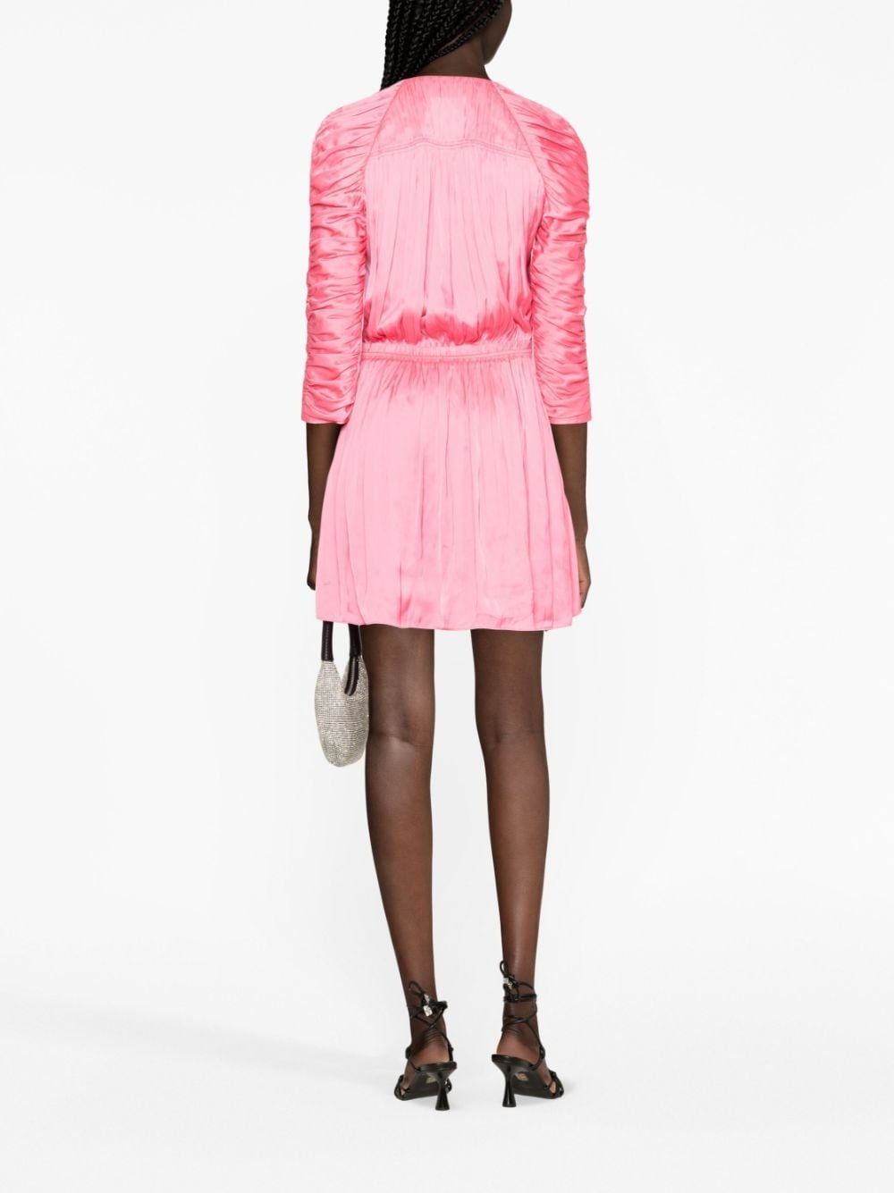 Realine gathered satin-finish minidress - 4