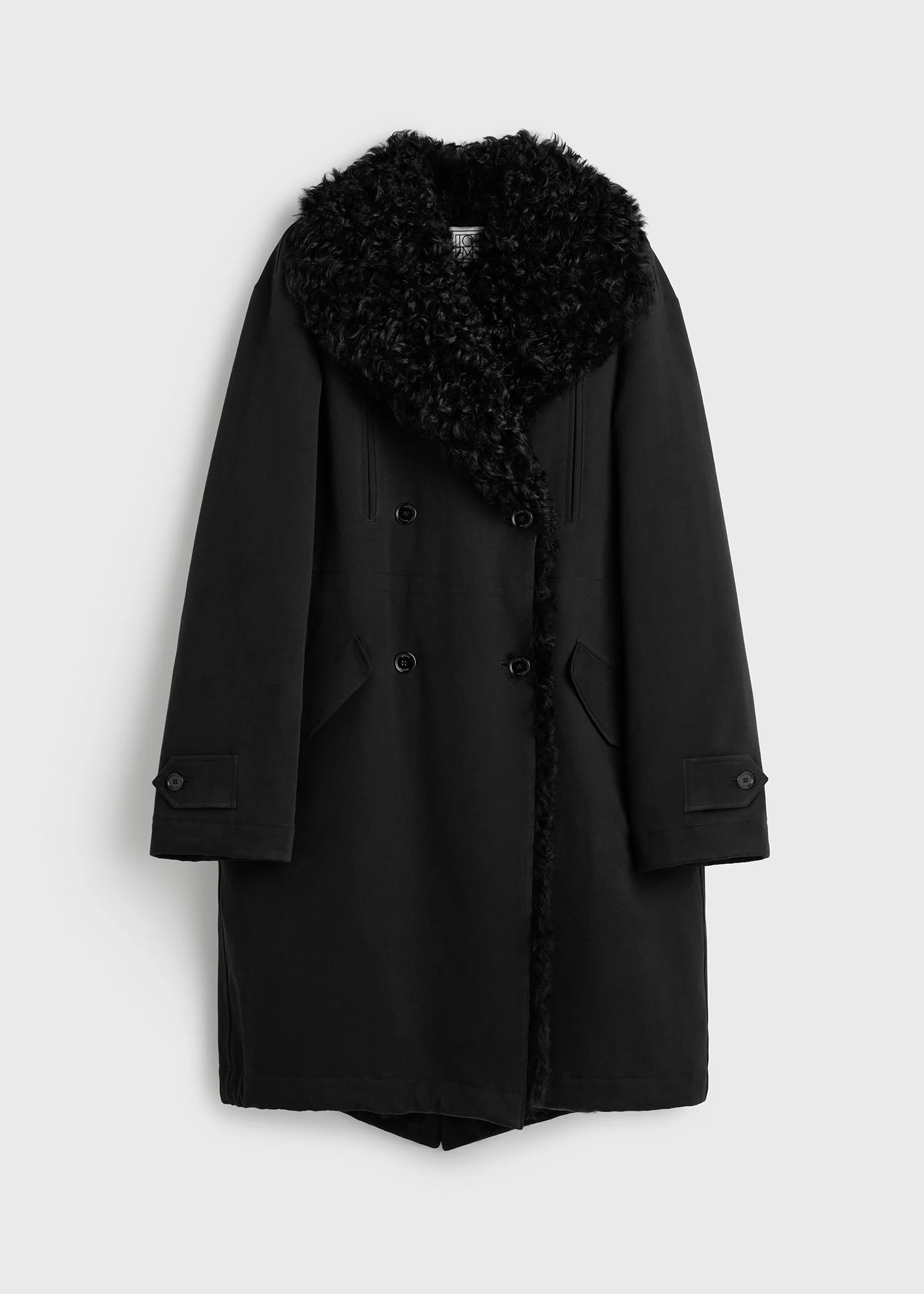Shearling cotton parka washed black - 1