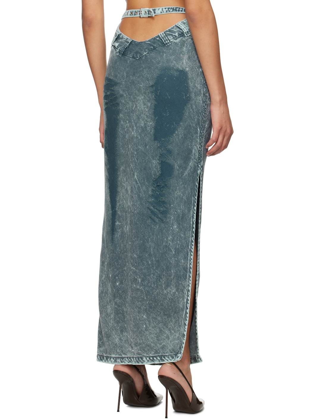 Blue V Cut Maxi Skirt - 3