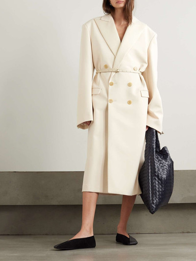 Carven Double-breasted satin-trimmed crepe coat outlook