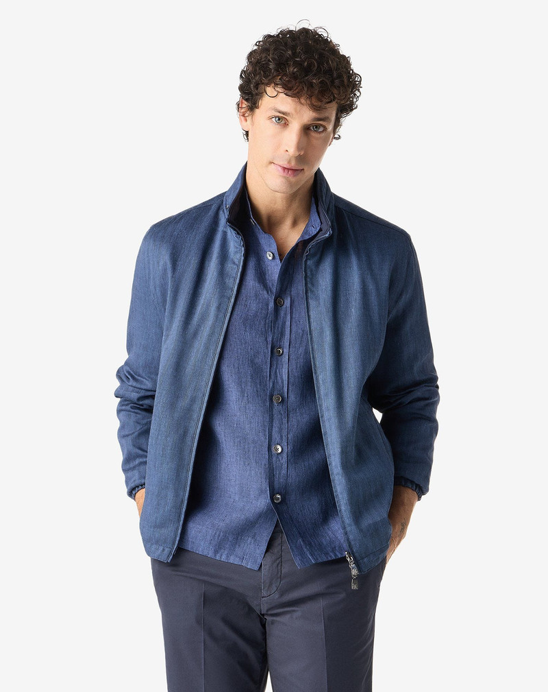 CORNELIANI Navy blue linen-blend jacket outlook