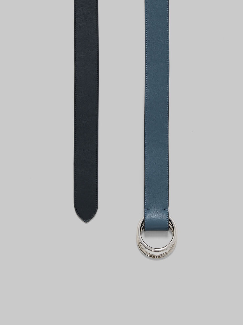 BLACK AND BLUE LEATHER BELT WITH RING BUCKLE - 3