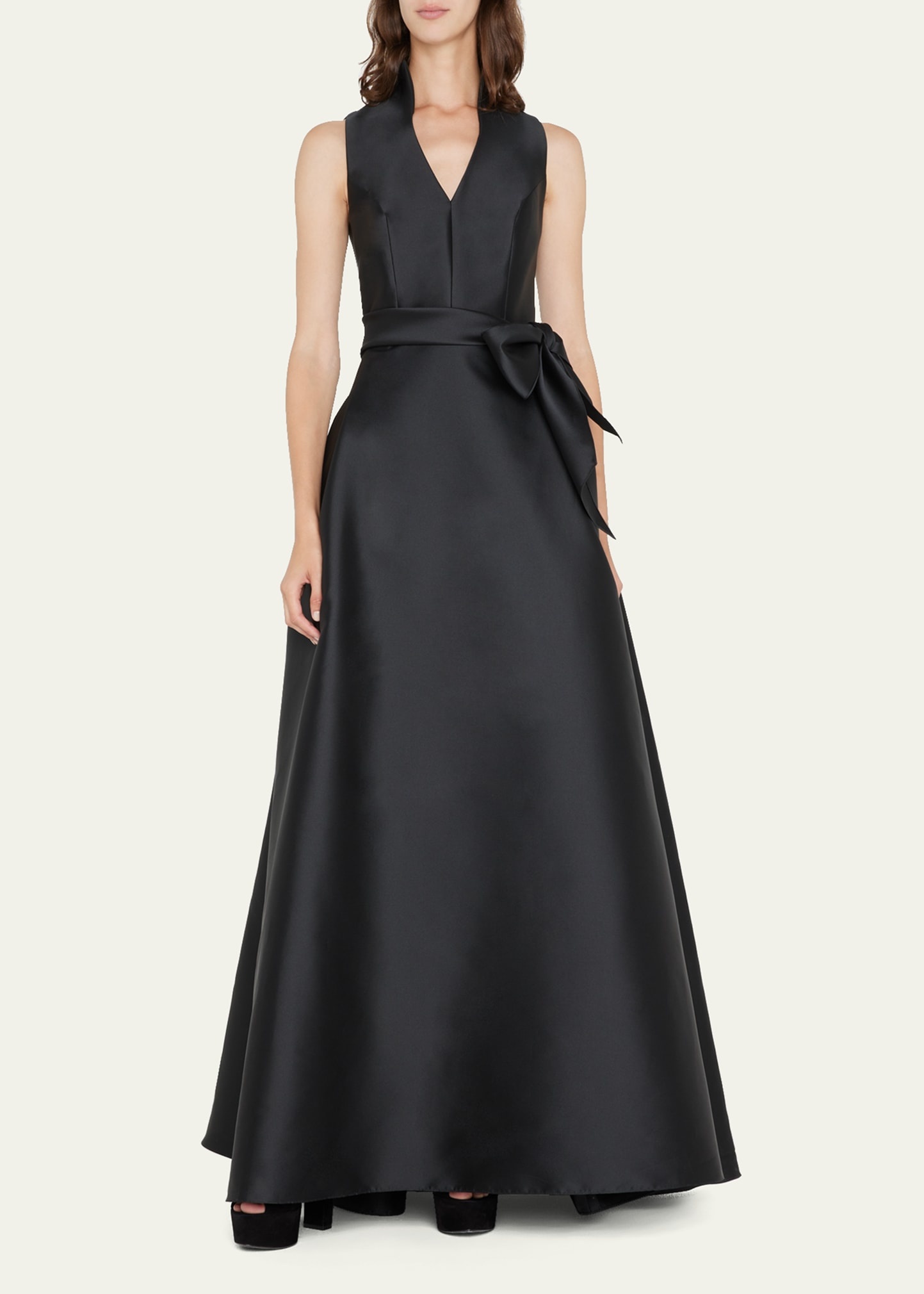 Satin V-Neck Gown - 2