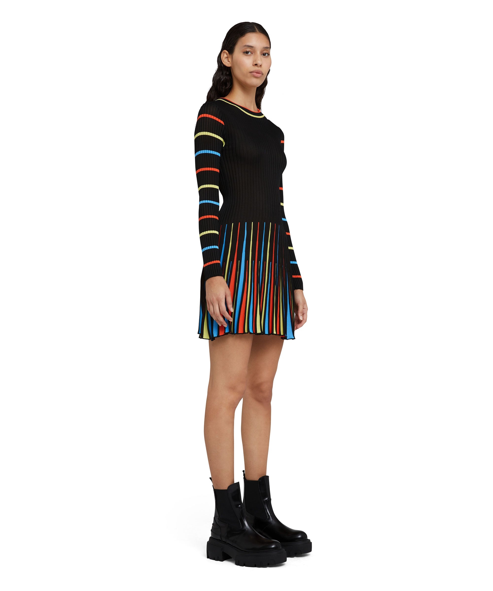 Crewneck shirted viscose mini dress - 5