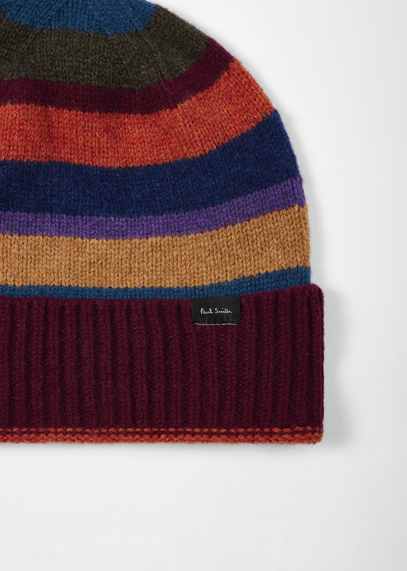 Burgundy 'Seasonal Stripe' Beanie and Scarf Set 3