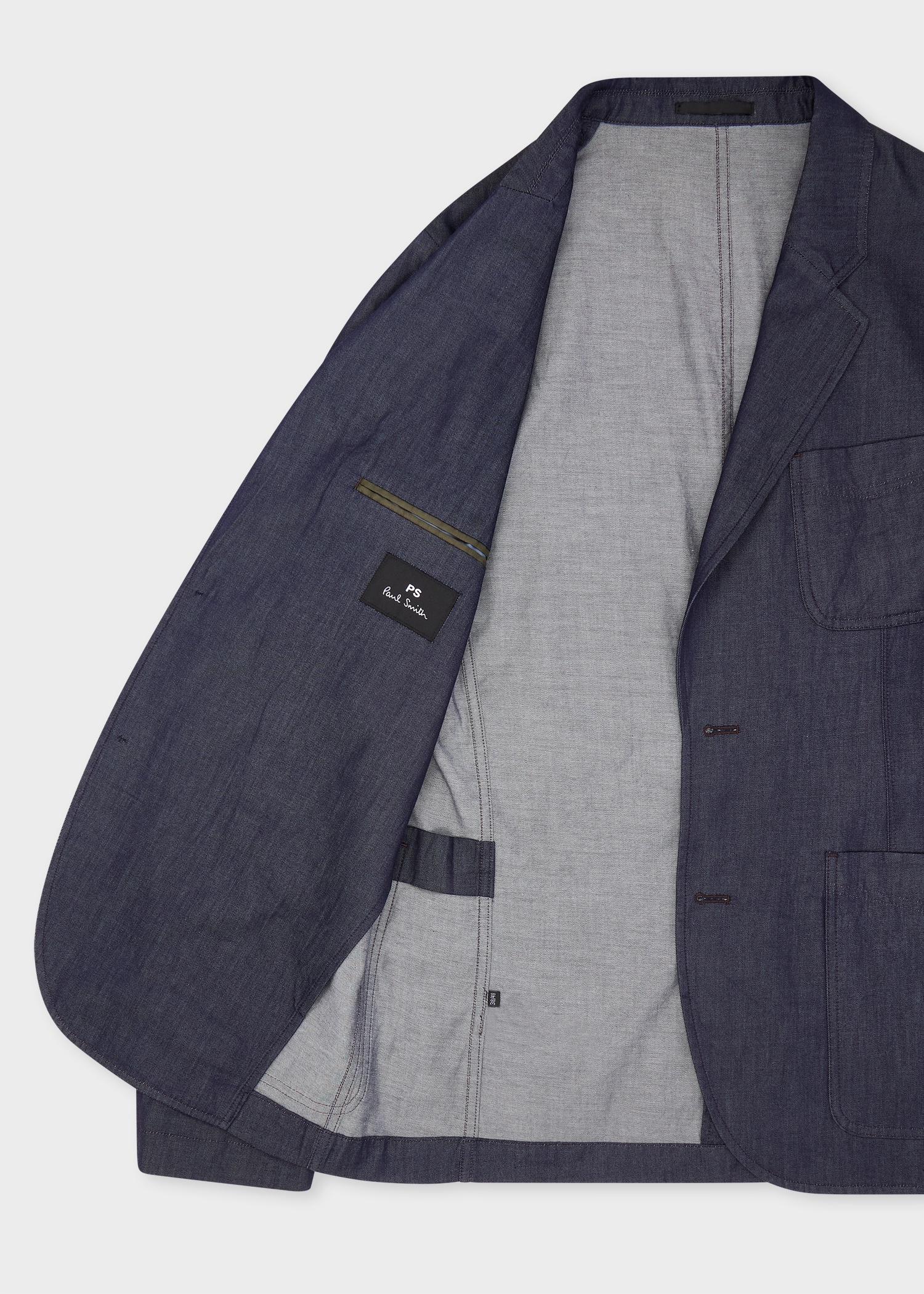 Indigo Cotton-Twill Three-Button Blazer - 4