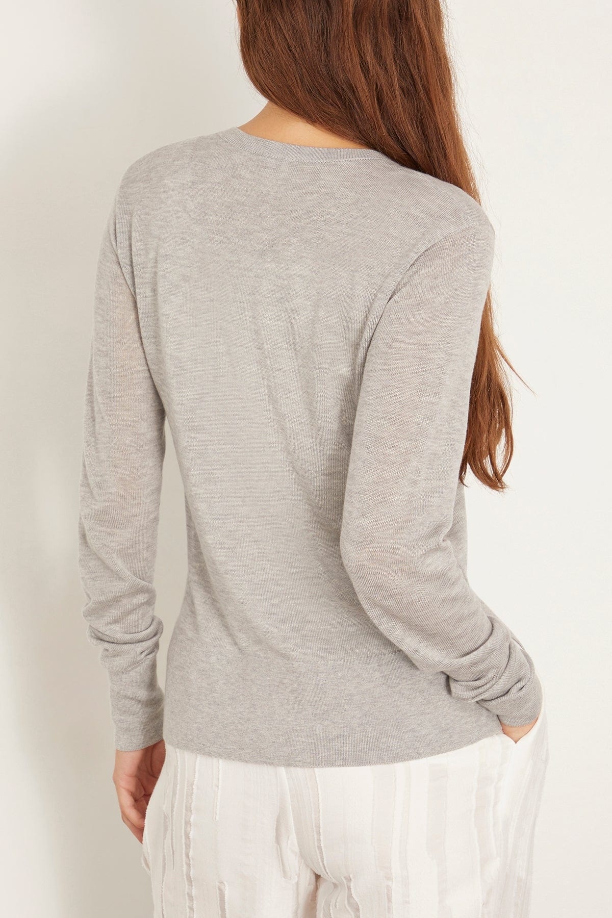 Fine Knit Cardigan in Grey Melange - 4