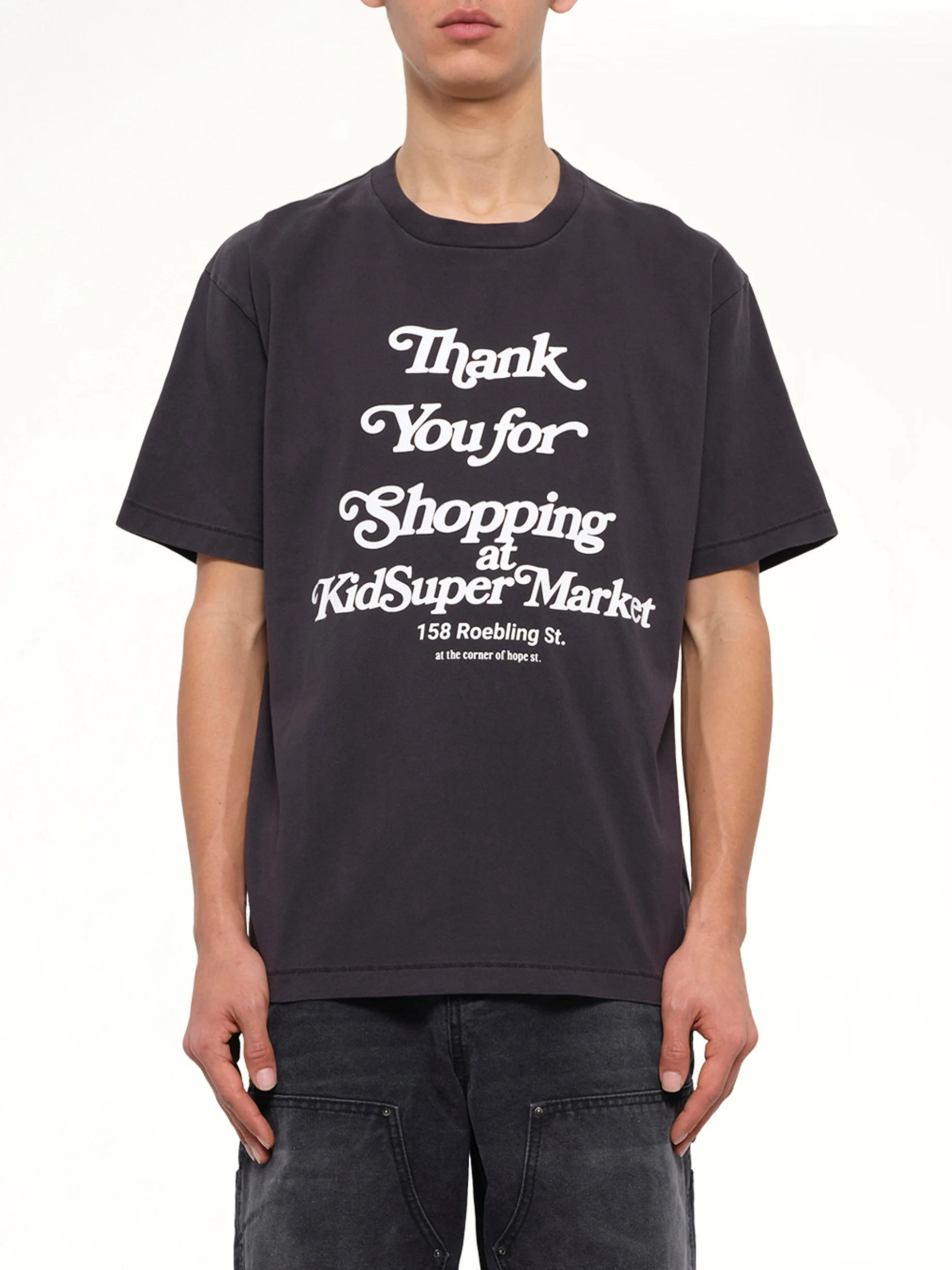 Thank you for Shopping T-Shirt in Washed Black - 1