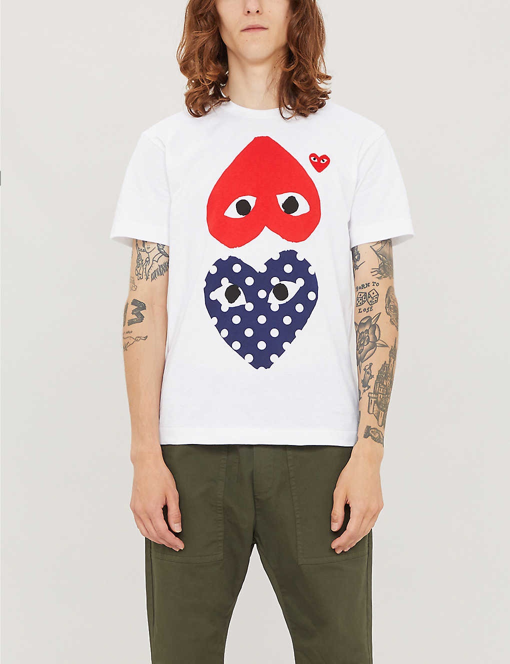 Heart-print cotton-jersey T-shirt - 1