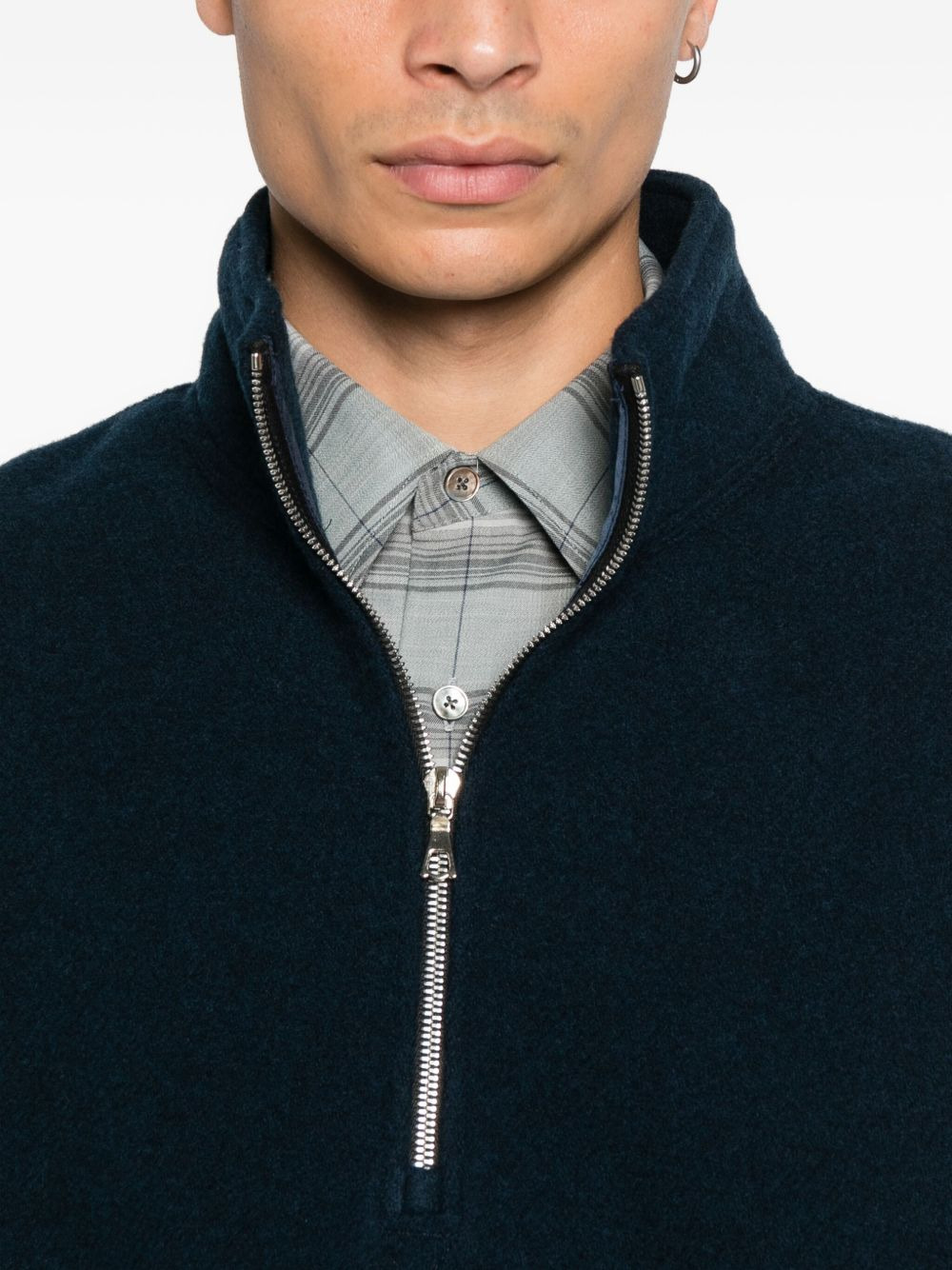 virgin wool zip-up sweater - 5