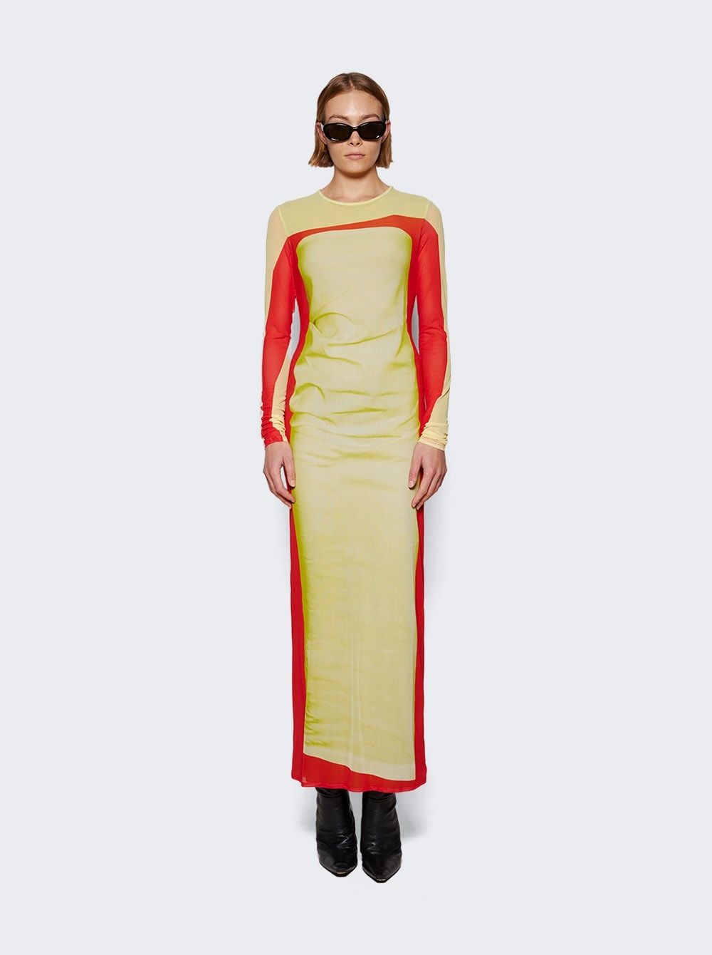 Trompe L'oeil Tube Dress Yellow And Red - 3