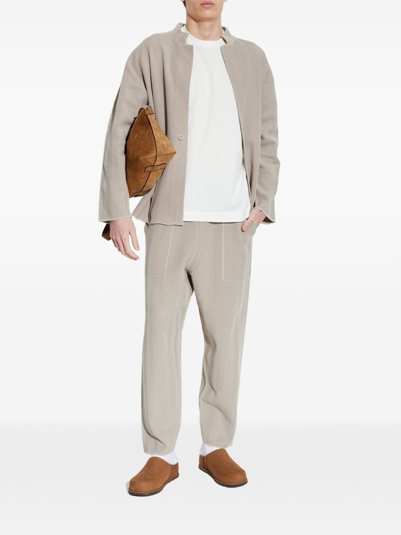 ISSEY MIYAKE herringbone elasticated trousers outlook