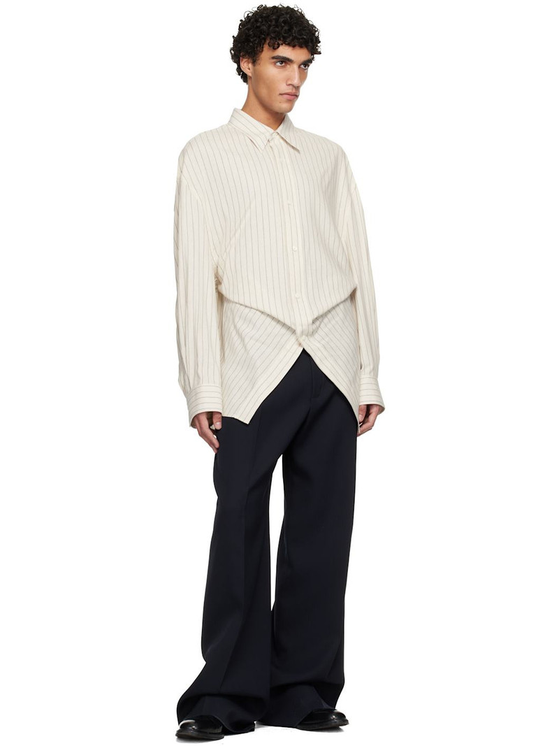 HED MAYNER Beige Pin Stripe Shirt outlook