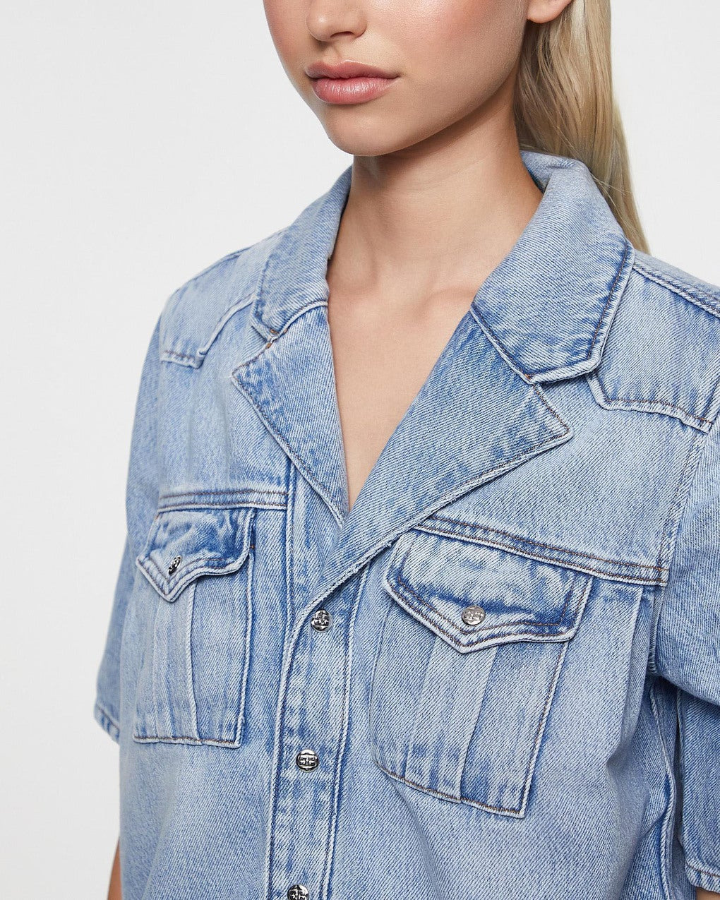 Shirt Soft Rigid Denim  Light blue wash - 5