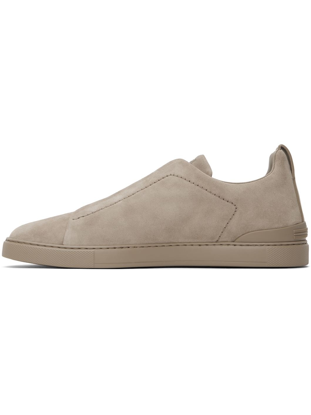Taupe Suede Triple Stitch Sneakers - 3