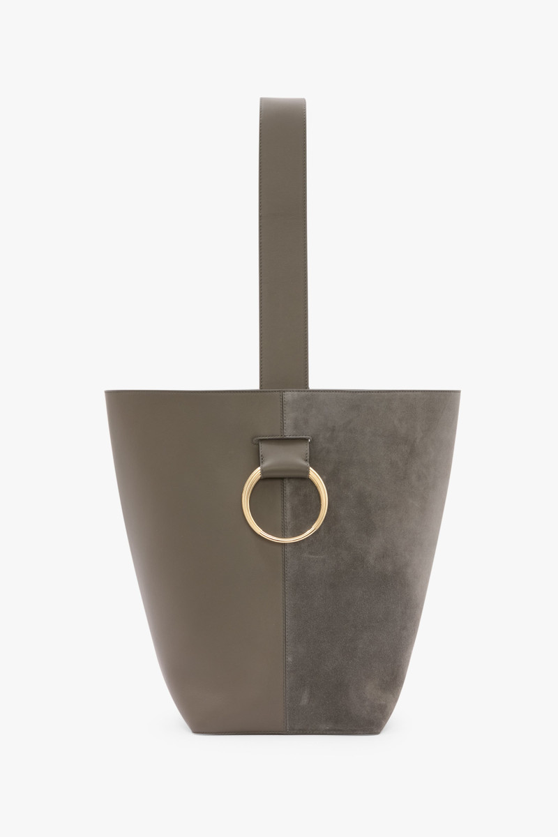 Dia Bucket Bag In Pebble Grey Leather 1