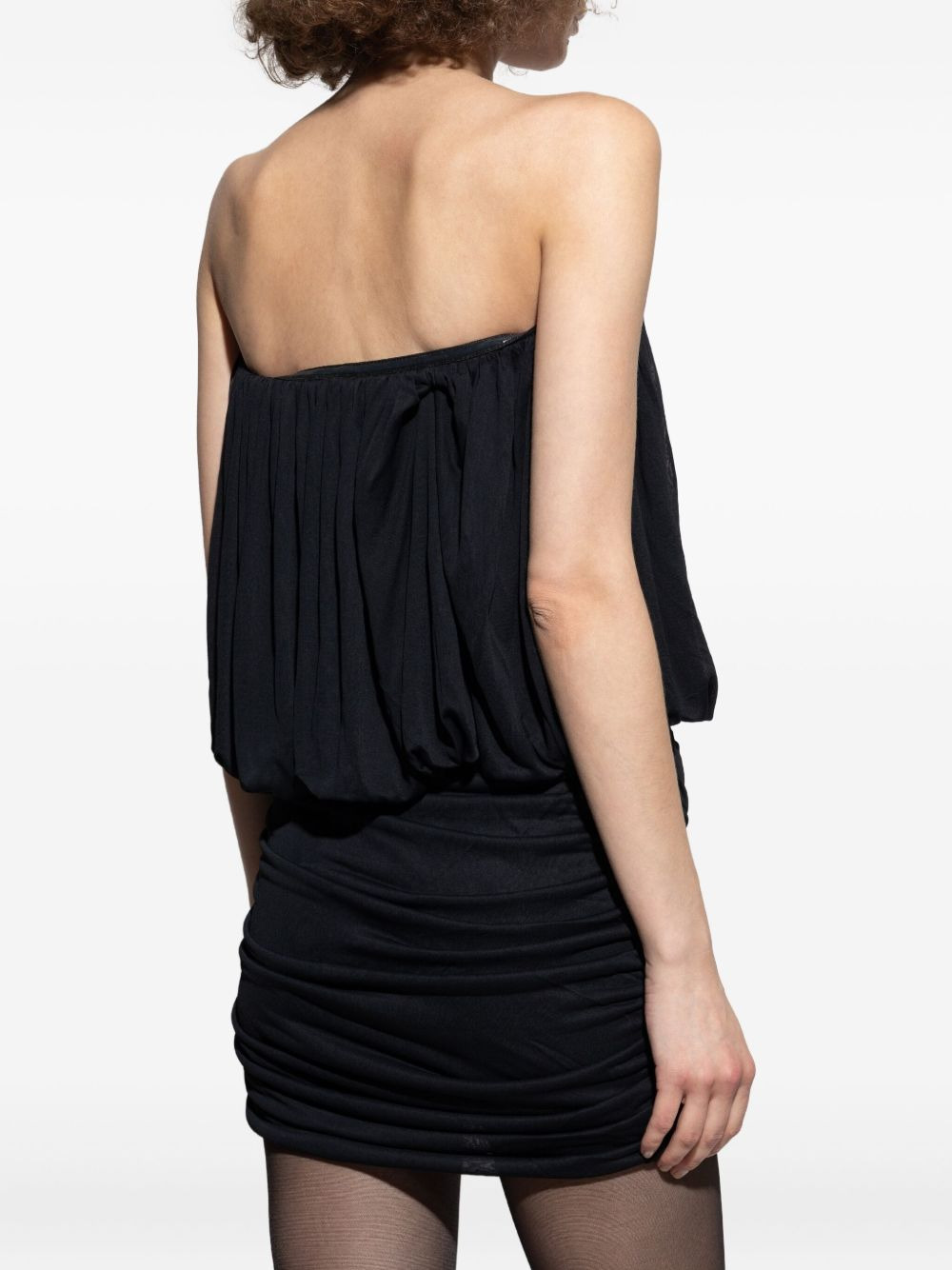 strapless pleated dress - 4