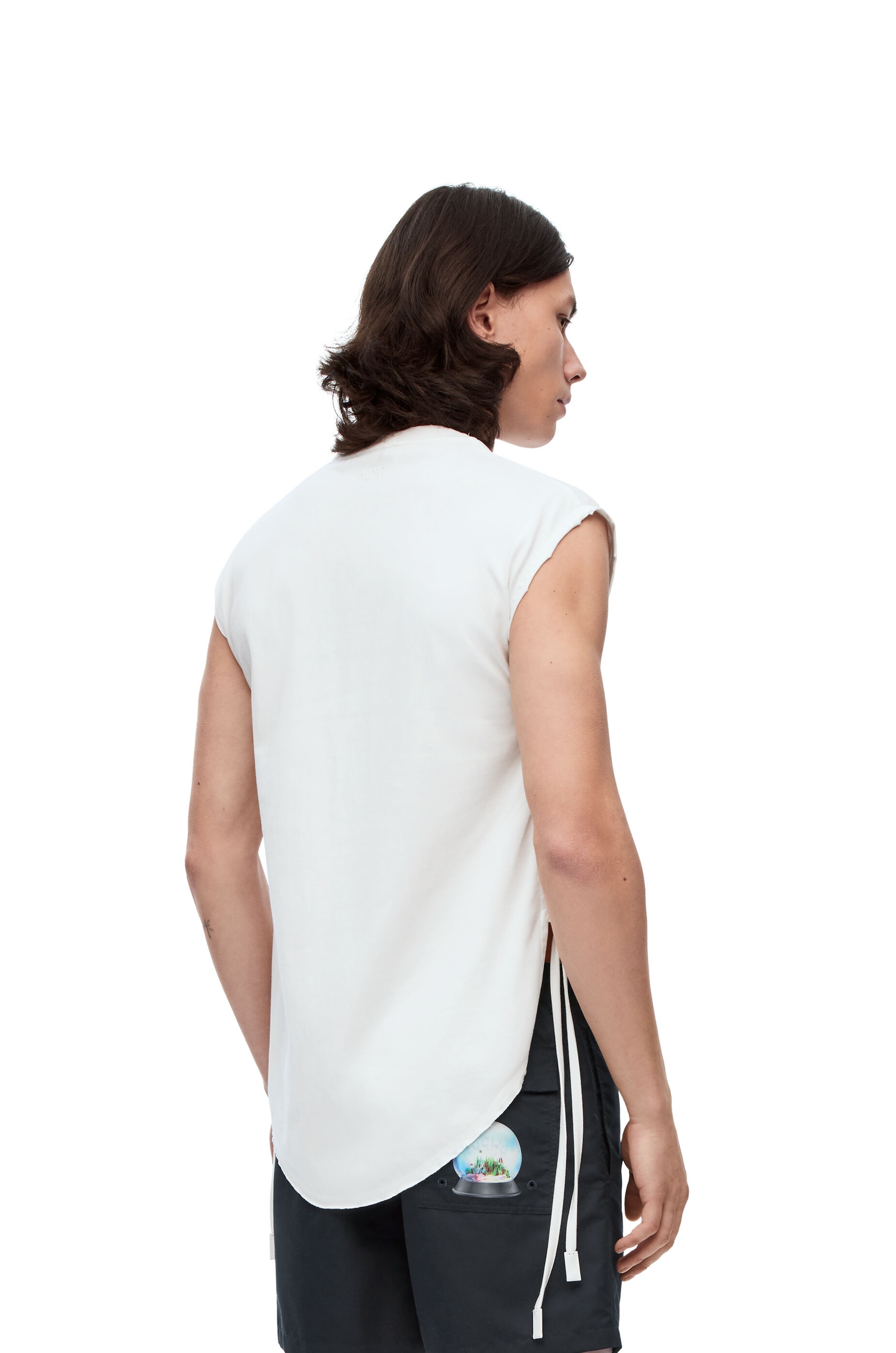 Leaf sleeveless T-shirt in cotton - 4
