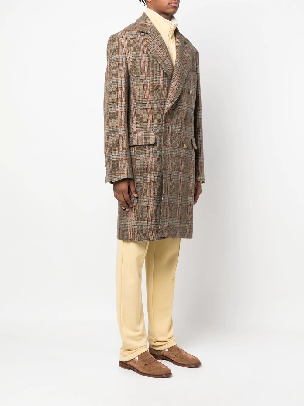 check double-breasted cotton coat - 3