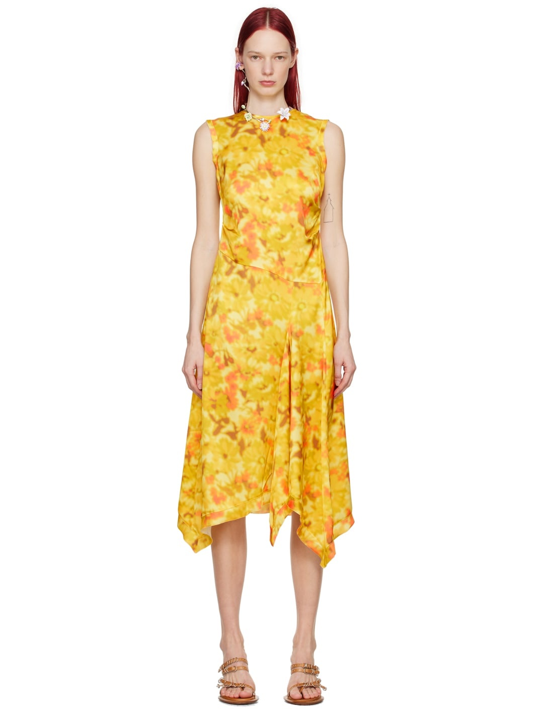 Yellow Sleeveless Midi Dress - 1