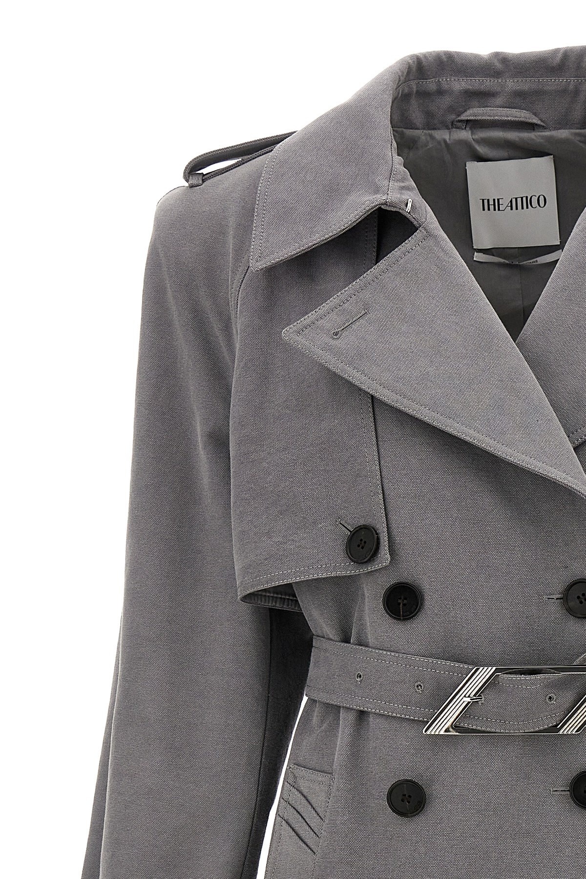 コート THE ATTICO Double-breasted trench coat (247WCC68D088 084) The Attico Cotton Trench Coat | ShopSimon