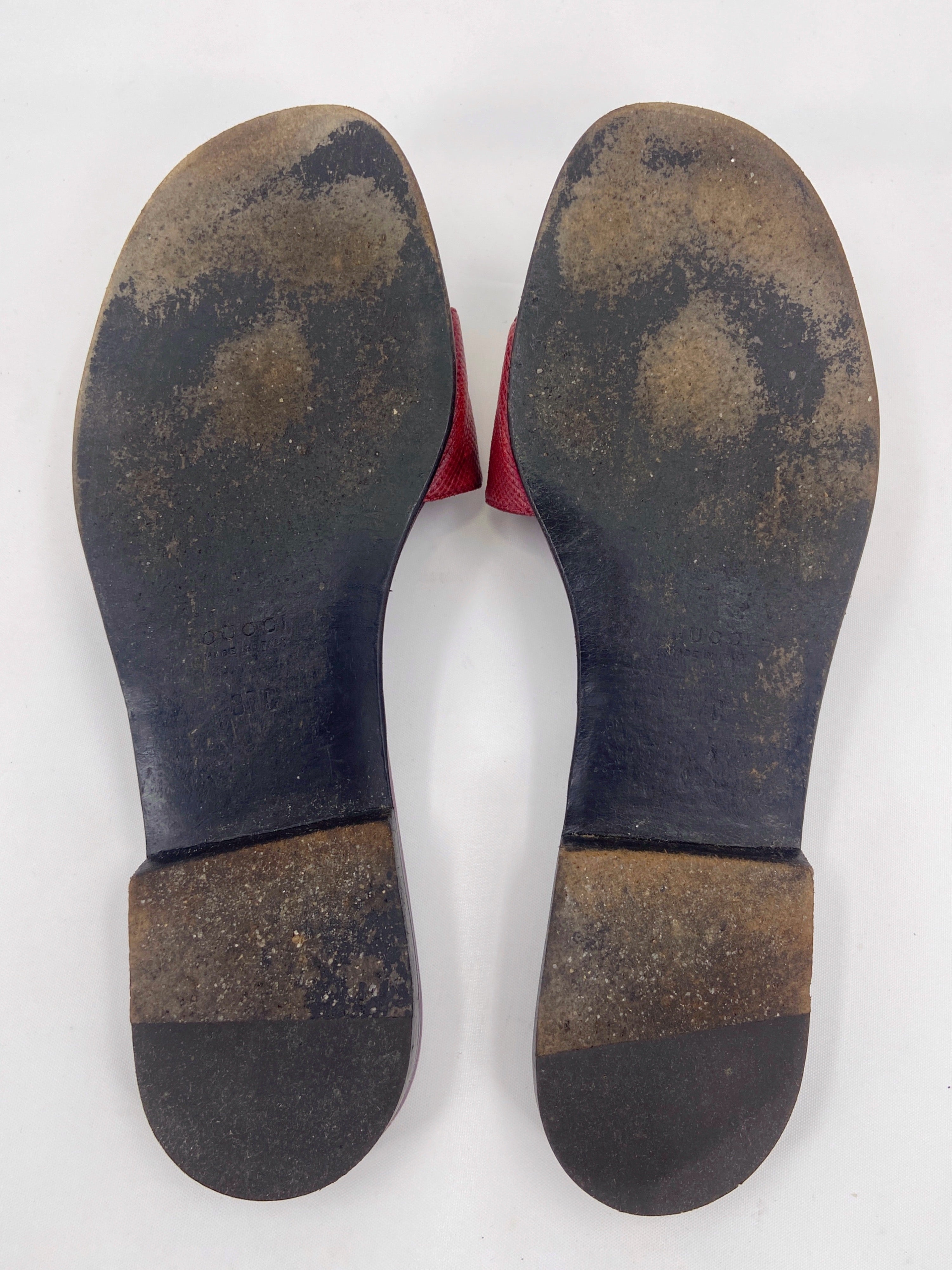 Gucci 90s Tom Ford Cherry Elephant Trunk Snake Leather Sandals 37 - 7