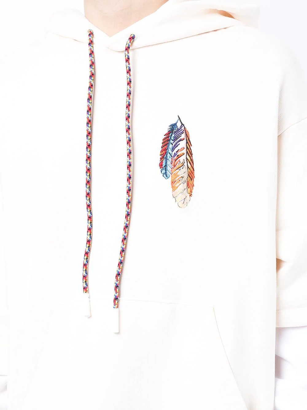 feather embroidery layered-sleeve hoodie - 5