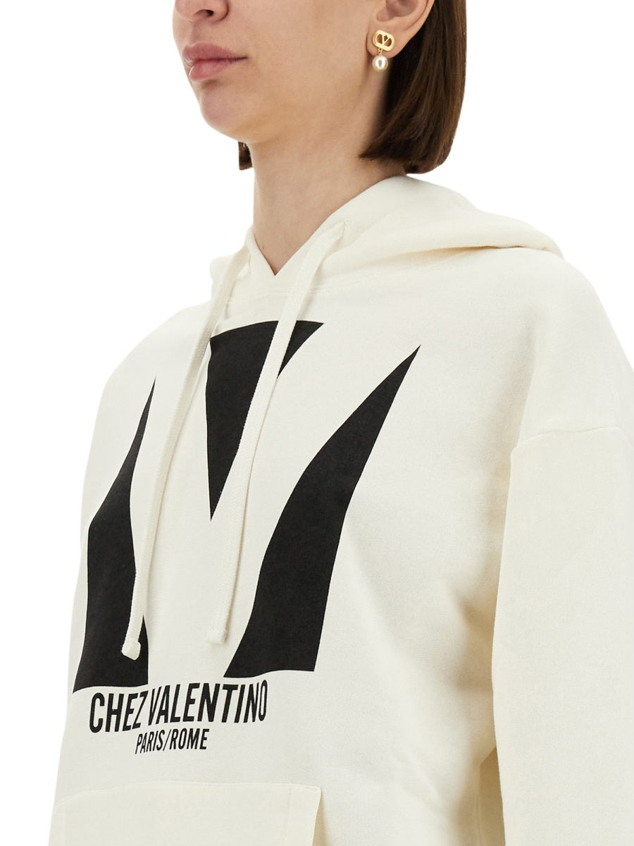 Valentino Women Cotton Hoodie With Print - 4