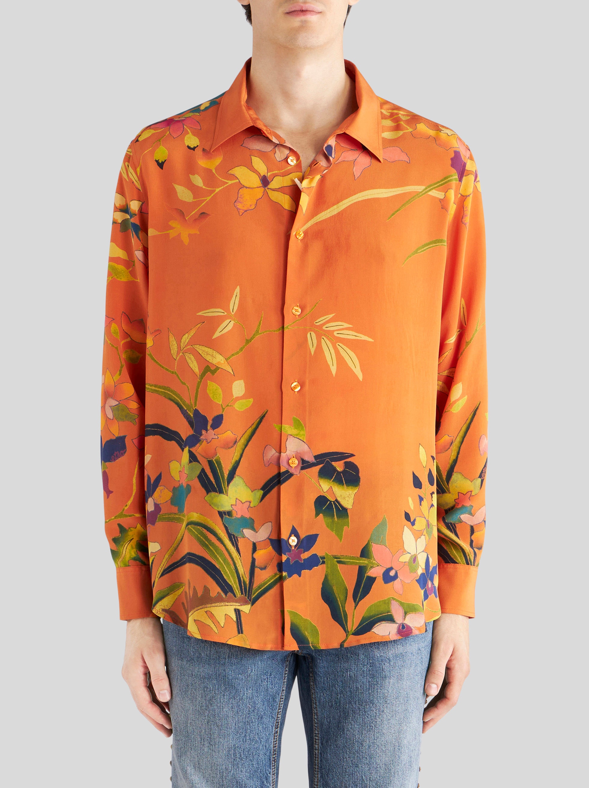 LEAFY FLORAL SILK SHIRT - 2